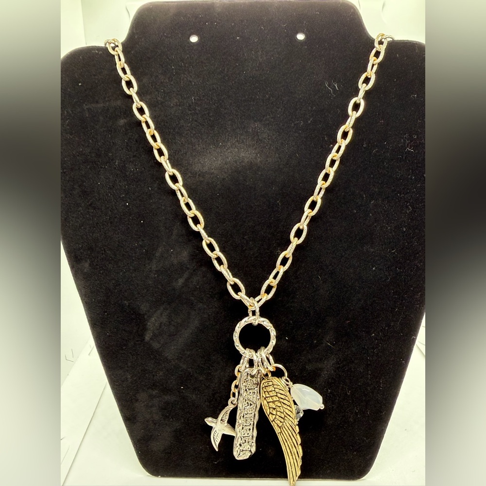 Gold and Silver Chain Necklace with Charms